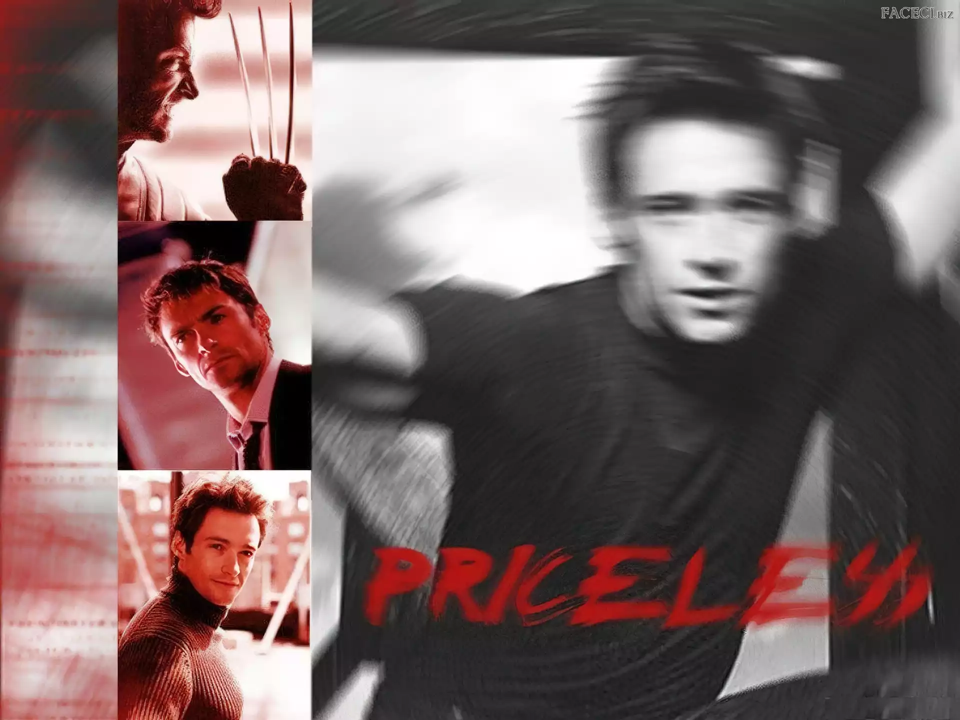 czarna koszulka, Hugh Jackman, twarze